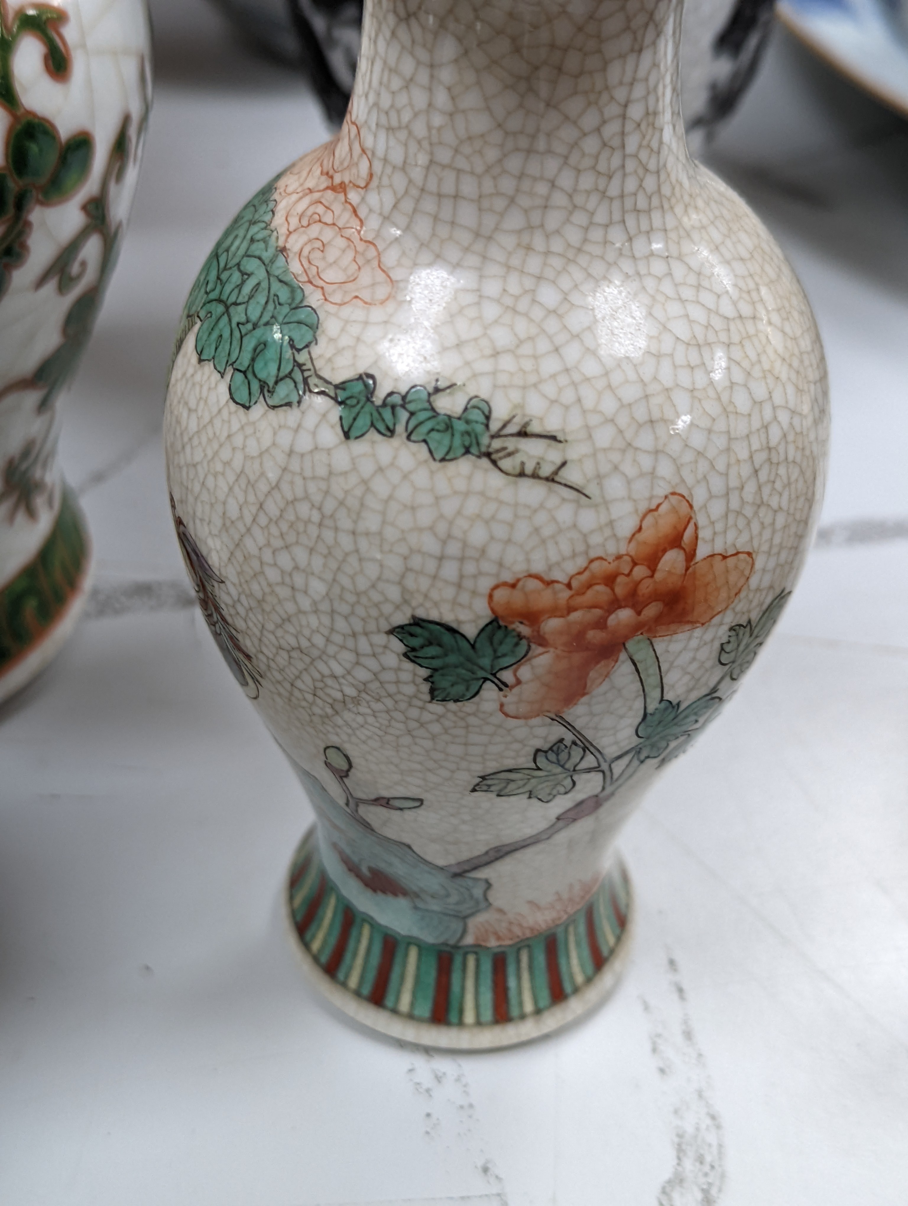 A group of 19th/20th century Chinese crackle glaze vases, tallest 30 cms high.